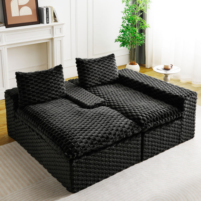 Modular Sofa, Convertible Twin Seat With Chaise Lounge