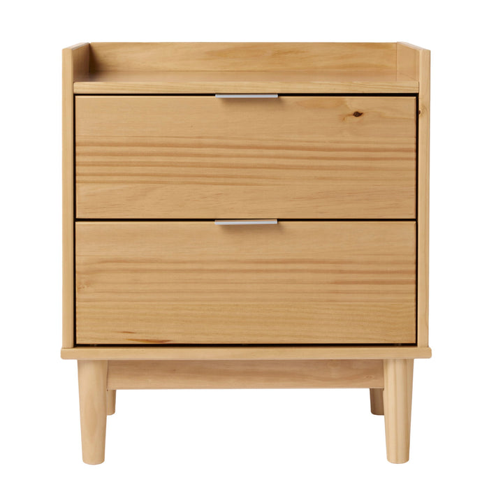 Modern 2 Drawer Nightstand - Natural Pine