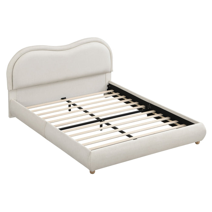 Upholstered Platform Bed Frame With Curved Headboard