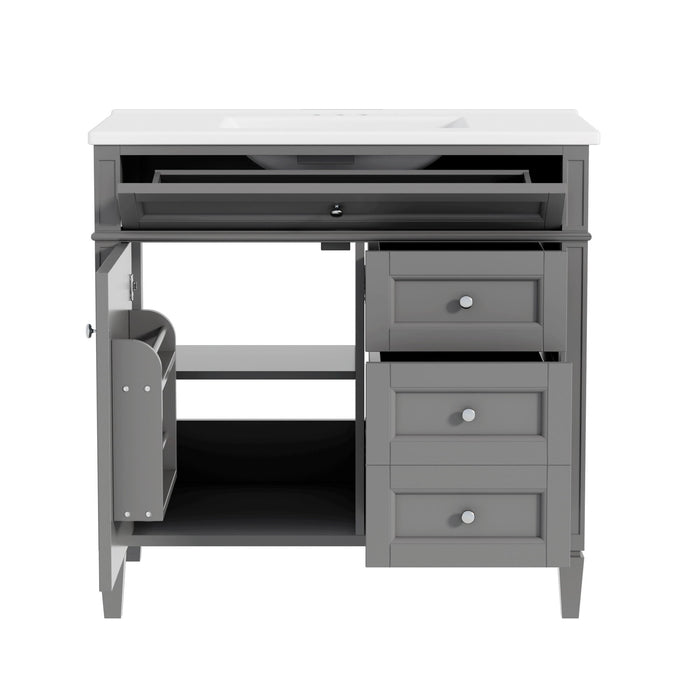 Bathroom Vanity With Top Sink, 2 Drawers, Tip Out Drawer