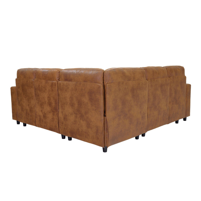 Upholstered L - Shape Sectional Sofa Bed With Pull Out Sleeper And Storage
