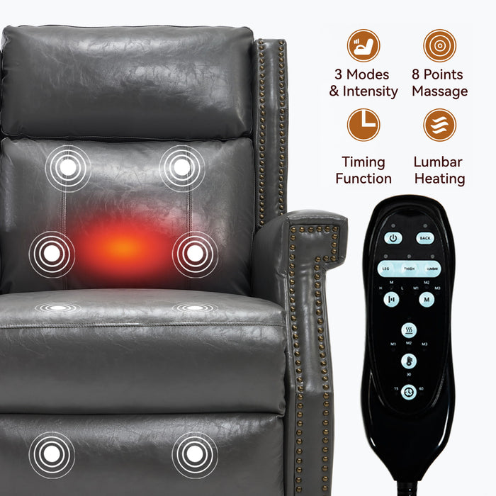 Manual Recliner Chair With Heavy Duty Motion Mechanism, 8 Vibrating Nodes And 3 Massage Modes For Living Room