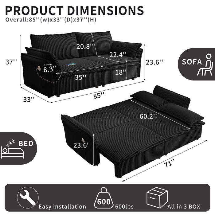 2 In 1 Convertible Sofa Bed, Multi Functional Living Room Furniture