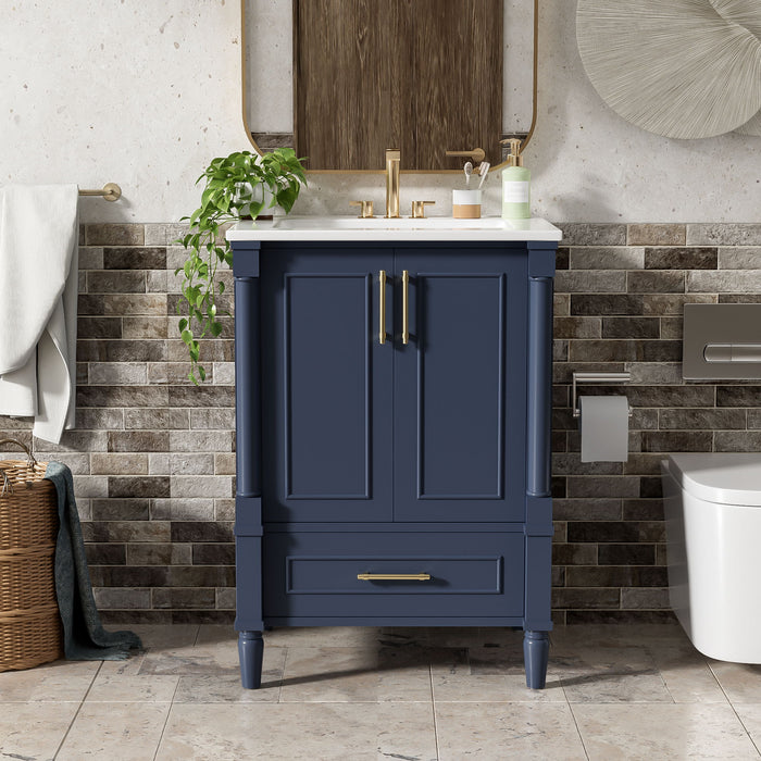 Bathroom Vanity With Ornate French Cylinder Legs, Soft Close Drawer