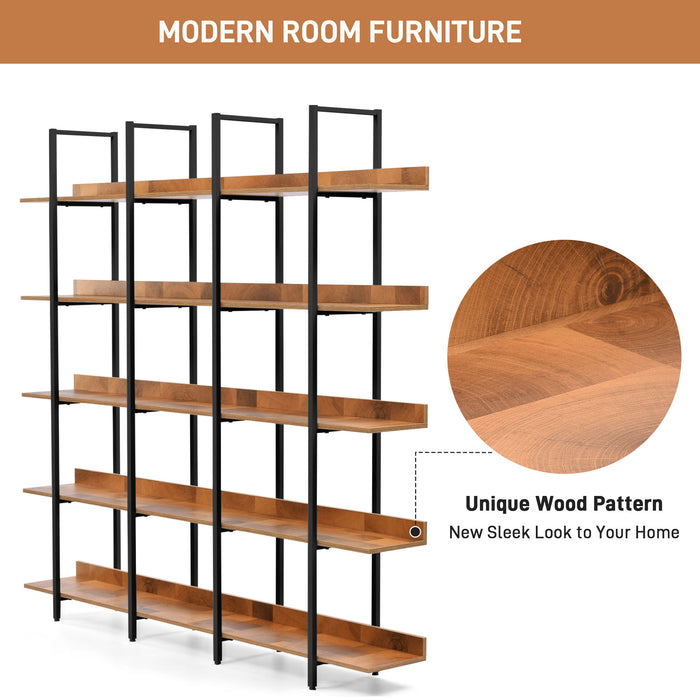 Vintage Industrial 5 Tier Open Bookcase