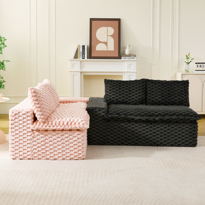 Multifunctional Sofa Pink Black, Fits 4 People