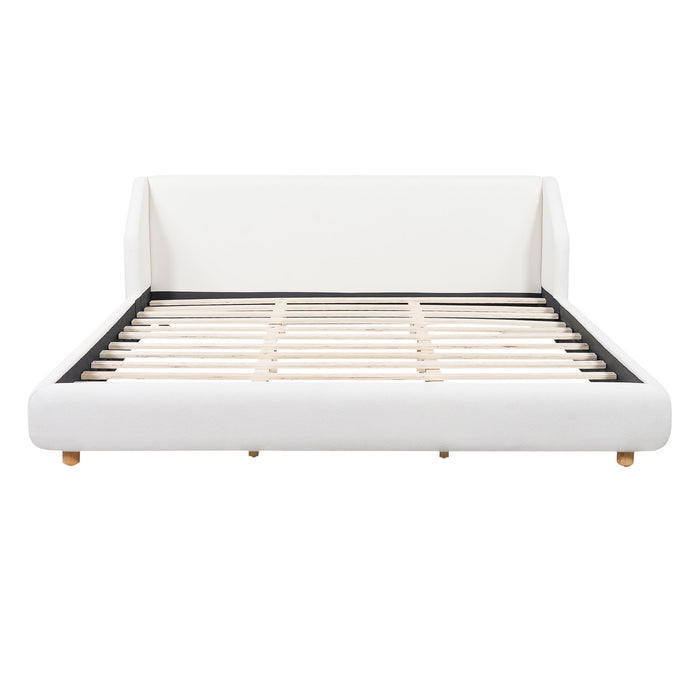 Modern Upholstered Bed Frame With Wingback Headboard