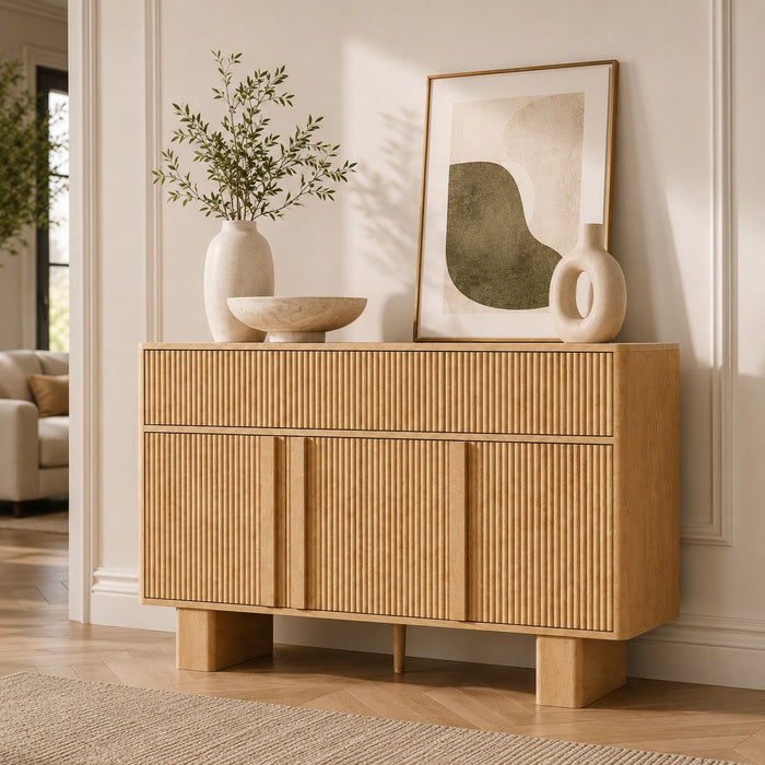 Curved Credenza, Wide Storage Cabinet For Dining Room