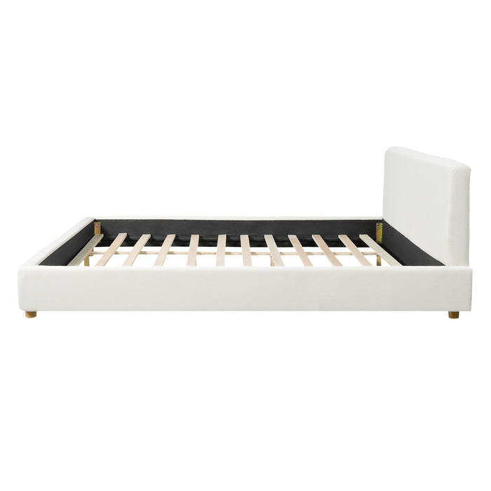 Upholstered Platform Bed Frame With Thick Headboard