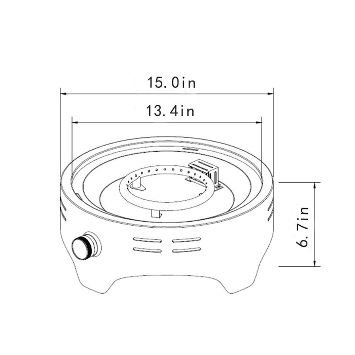 15" Propane Tabletop Gas Fire, 40000 Btu Round Steel Fire Pit For Outdoor Living Room Garden Balcony - Black