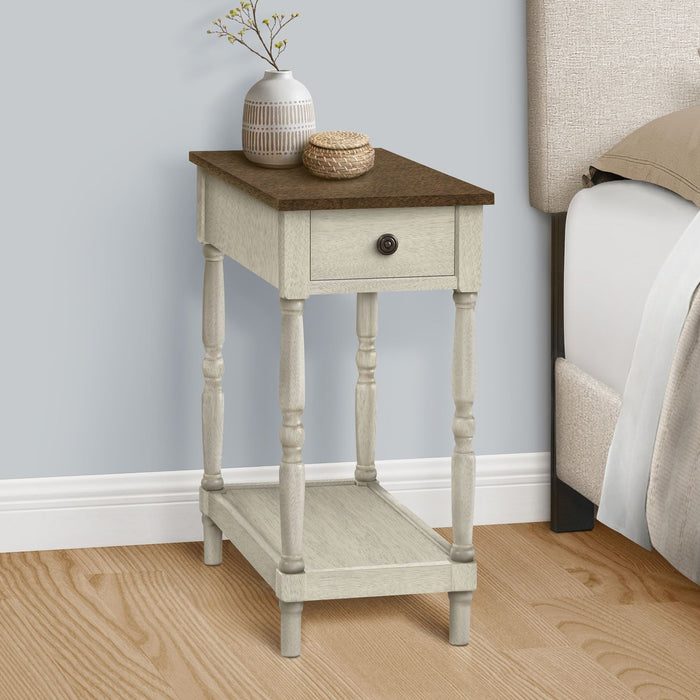 Accent End Table, 2 Tier, Storage Drawer, Traditional Stylish Design
