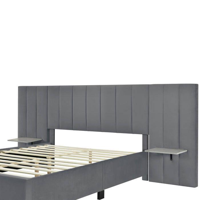 Upholstered Platform Bed With Big Headboard