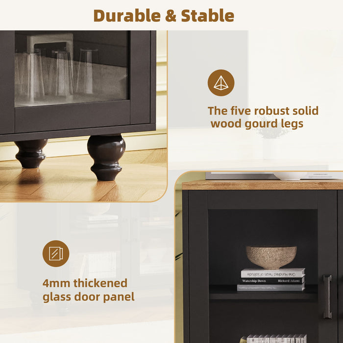 Farmhouse TV Stand With Solid Wood Gourd Shaped Legs For TVs Up To 70"