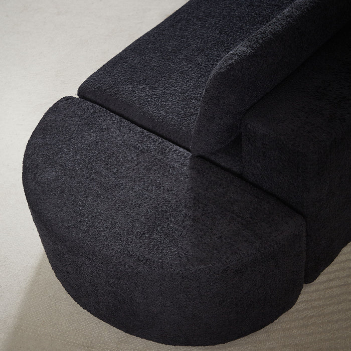Modular Sectional Sofa With 6 Pillows And 4 Curved Footstools For Living Rooms - Black