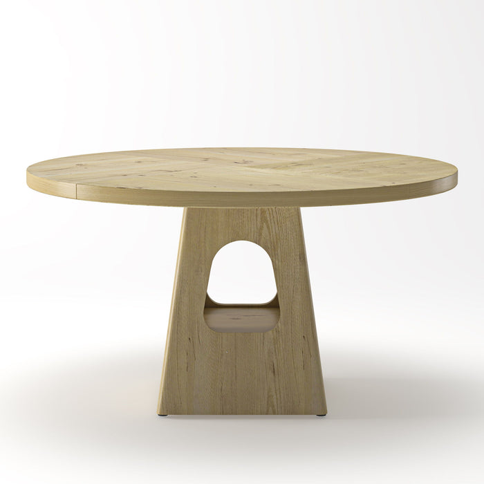 Farmhouse Round Dining Table With Storage Base