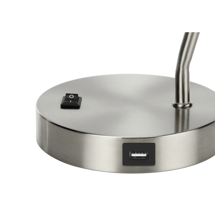 Lighting, Table Lamp, USB Port Included, Nickel Metal, Nickel Shade, Modern - Silver