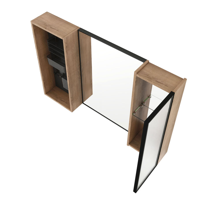 41.6" Wall Mounted Bathroom Cabinet With Adjustable Shelves Storage Cabinet - Imitative Oak