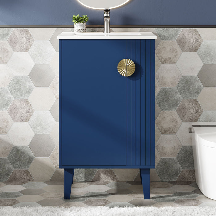 Bathroom Vanity With Sink, Soft-Close Door, Half-Moon Pulls