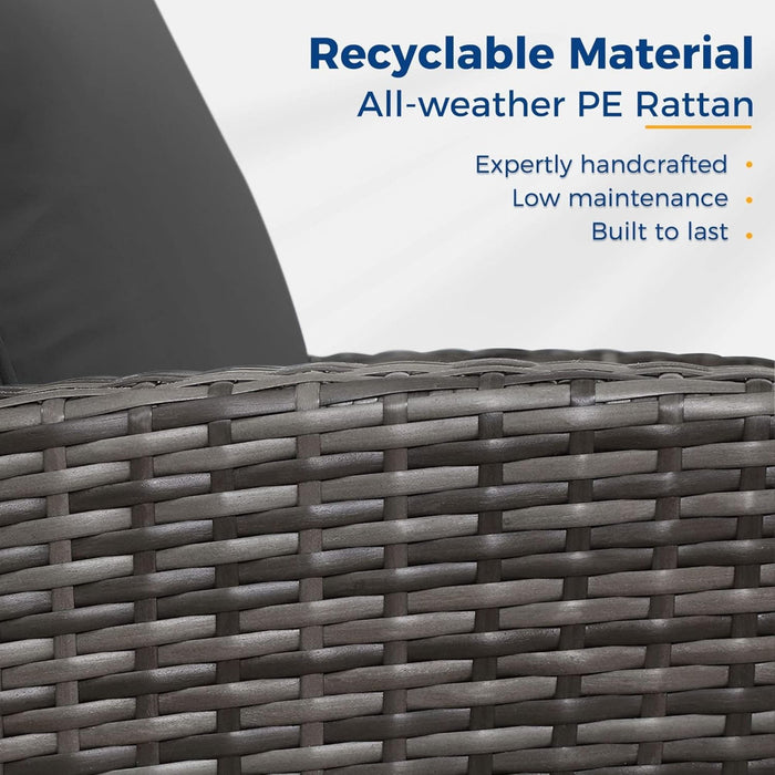 All-Weather Wicker 3 Seat Patio Sofa With Thick Cushions