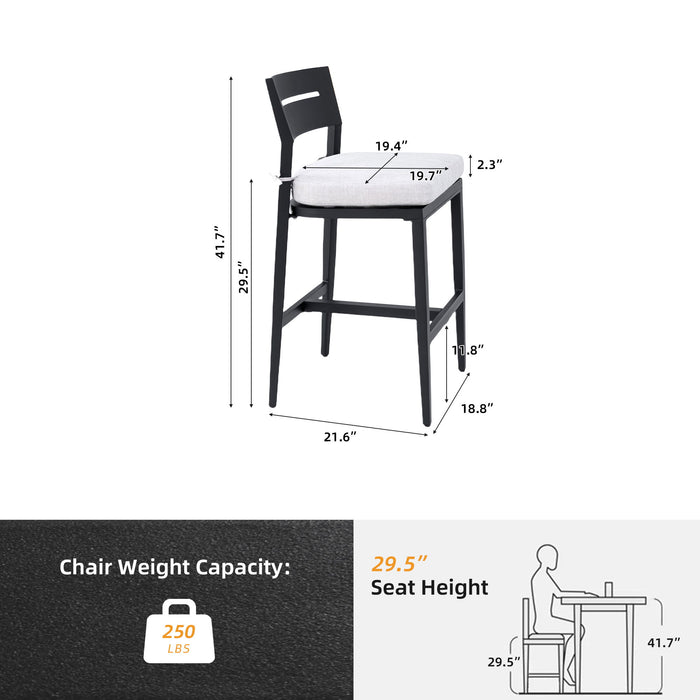 Modern Outdoor Bar Stools With Backrest And Footrest (Set of 2)