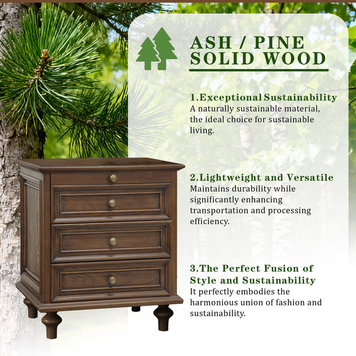 Farmhouse Nightstand With 4 Drawers