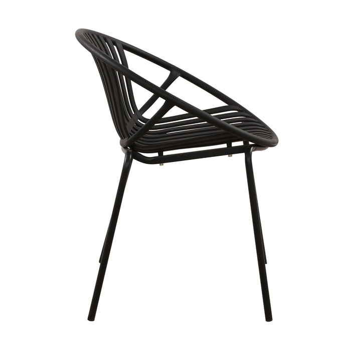7 Piece Outdoor Modern Dining Set With Stackable Chairs