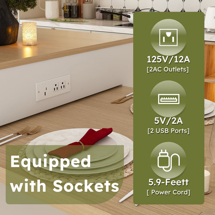 Expandable Kitchen Island With Power Outlet