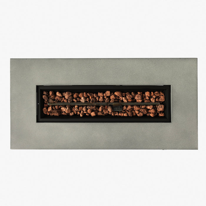 42" Propane Gas Fire Pit Table, 50000 Btu Rectangular Steel Fire Pit With Glass Wind Guard For Outside Patio Deck Garden Courtyard - Gray