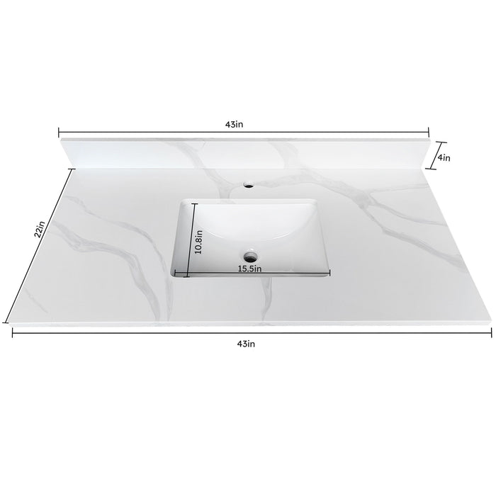 Bathroom Vanity Top With Undermount Single Bowl Sink