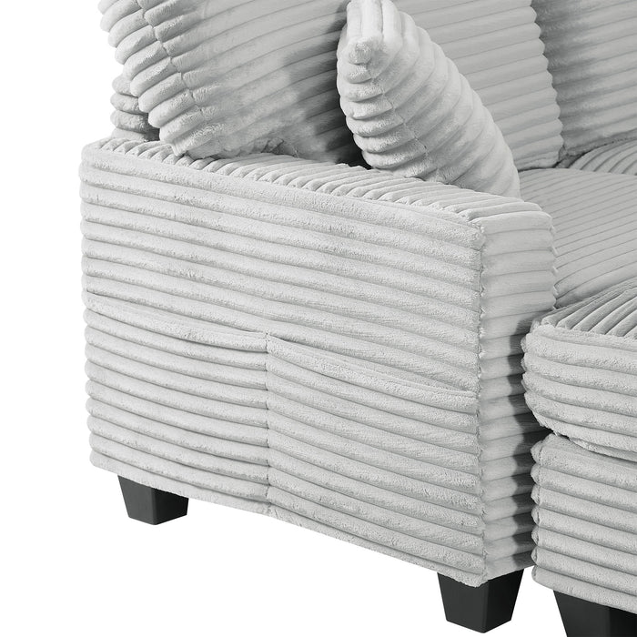 Upholstered U-Shaped Sectional Sofa With Movable Ottoman And Side Storage Pockets