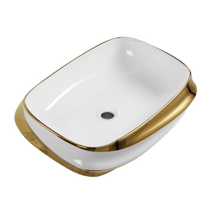Vessel Sink, Above Counter Vanity Basin For Bathrooms - Gold / White / Milk White