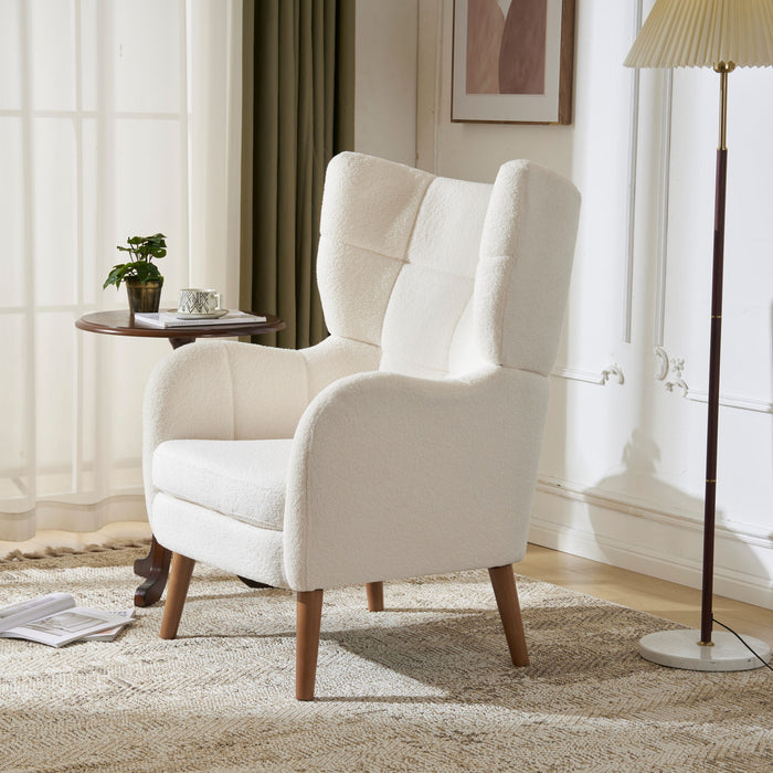Accent Chair With Birch Wood Legs - White