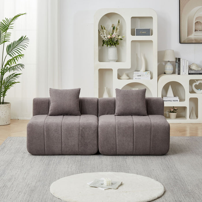 Modular Sectional Sofa With 2 Pillows, Symmetrical Design