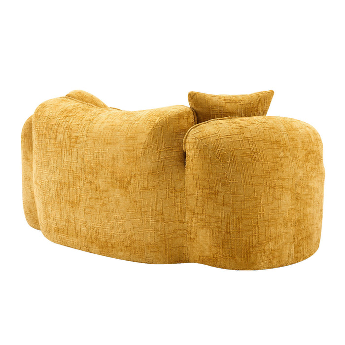 Curved 2 Person Compress Sofa With Armrests, Includes Pillows