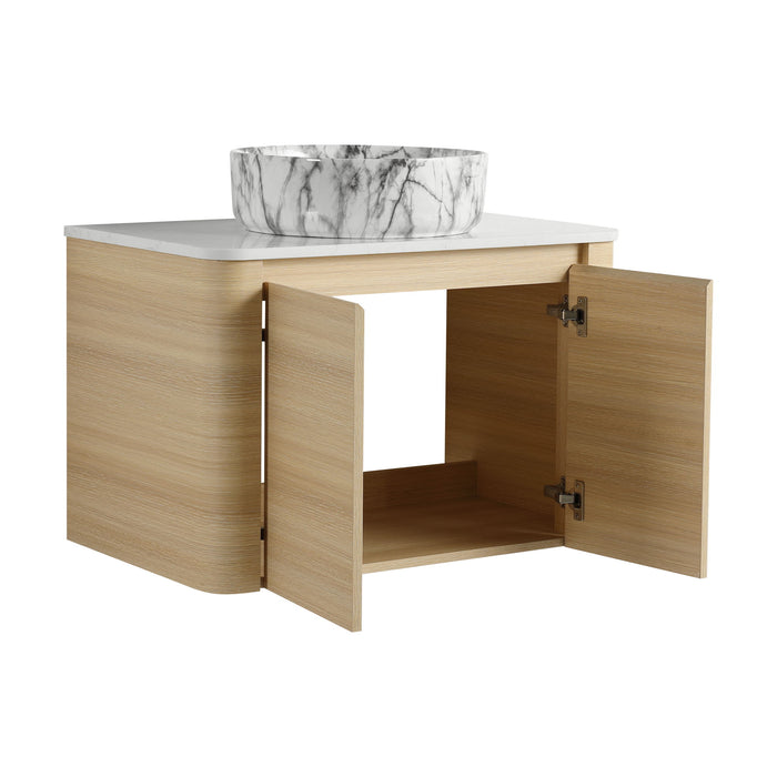 Mounted Bathroom Vanity & Art Sink & 2 Soft Close Doors