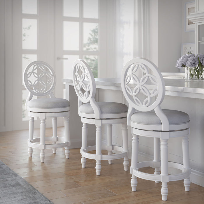 Stool With Back And Swivel Upholstered Seat