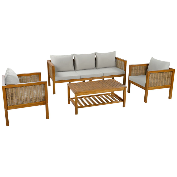 Patio Set Outdoor With Coffee Table And Cushions