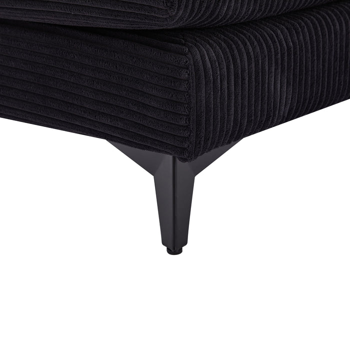 Modern Corduroy Deep Seat Sectional Sofa With Ottoman