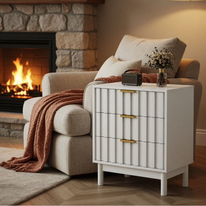 Fluted 3 Drawer Dresser