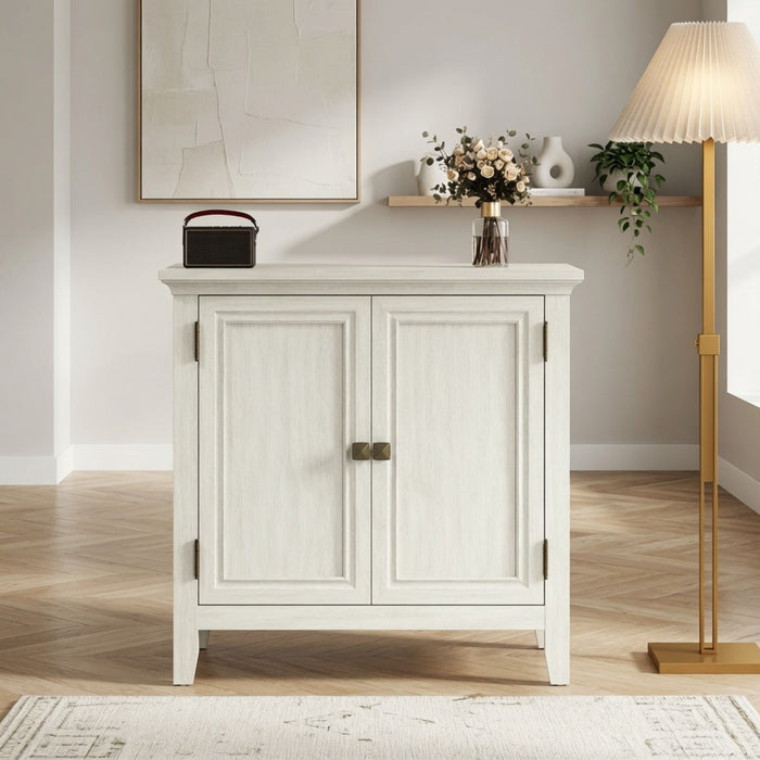 2 Door Buffet Cabinet With Adjustable Shelves - Matte White / Grayish