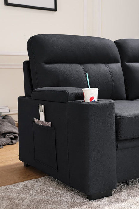 Kaden - Sleeper Sectional Sofa Chaise With Storage Arms And Cupholder