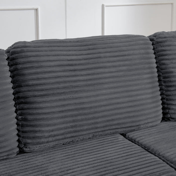 Modern Minimalist L Shape Modular Sectional Sofa, Corduroy Couch