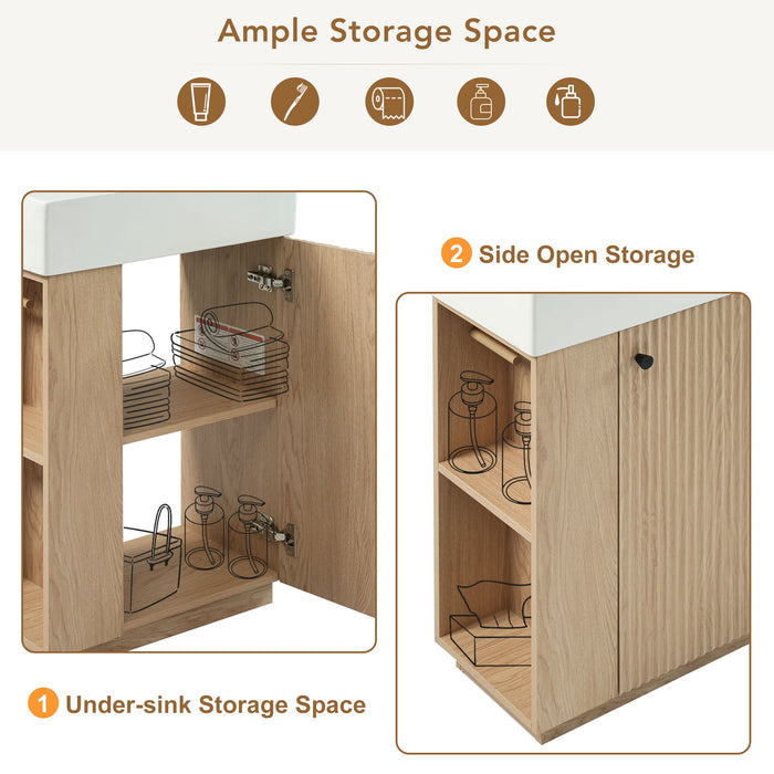 Bathroom Vanity With Sink, Freestanding Wood Grain Cabinet With Storage