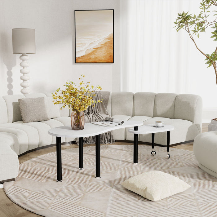 Rotatable Cocktail Table With Solid Legs, 360 Degree Rotating