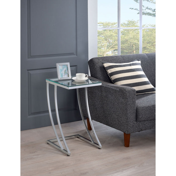 Draper - Rectangular Glass Top Sofa Side Table Glass - Chrome