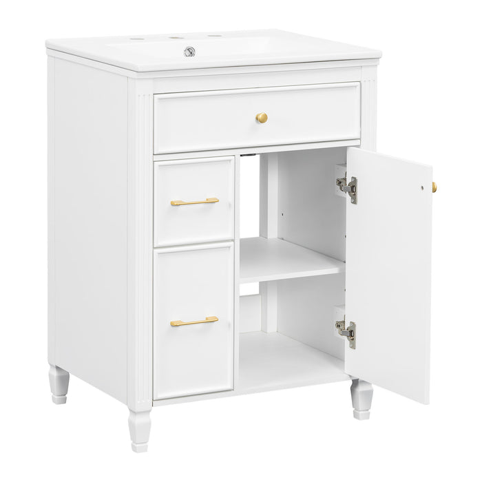 Freestanding Bathroom Vanity With Sink, Soft Close Door, Tip Out Drawer