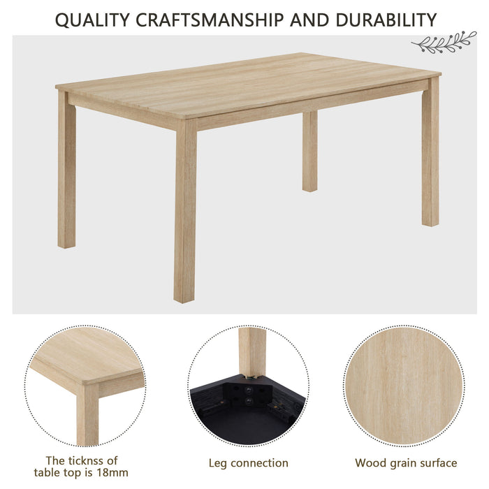 6 Piece Dining Table Set With Bench - Beige / Light Oak