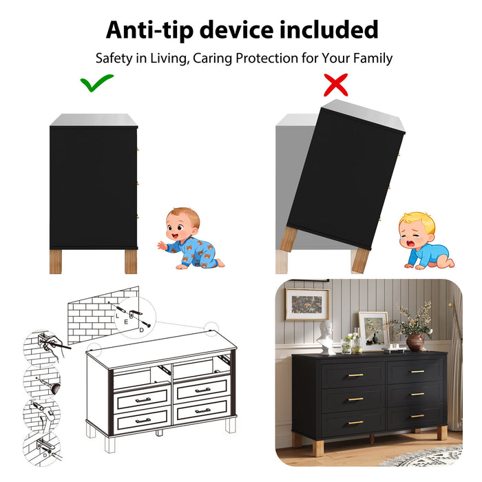 6 Drawer Double Dresser