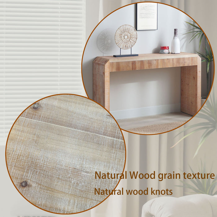 Rustic Modern Console Table With Drawer Storage - Natural Wood