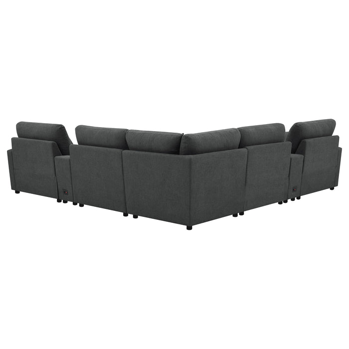 Modular Power Reclining With Lift Top Consoles, 7 Piece Configuration - Dark Gray